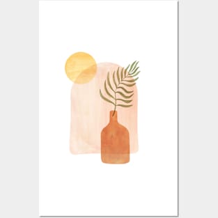 Boho vase and palm leaf Posters and Art